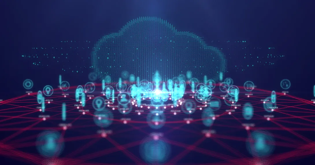 Abstract image of data as a web and a cloud