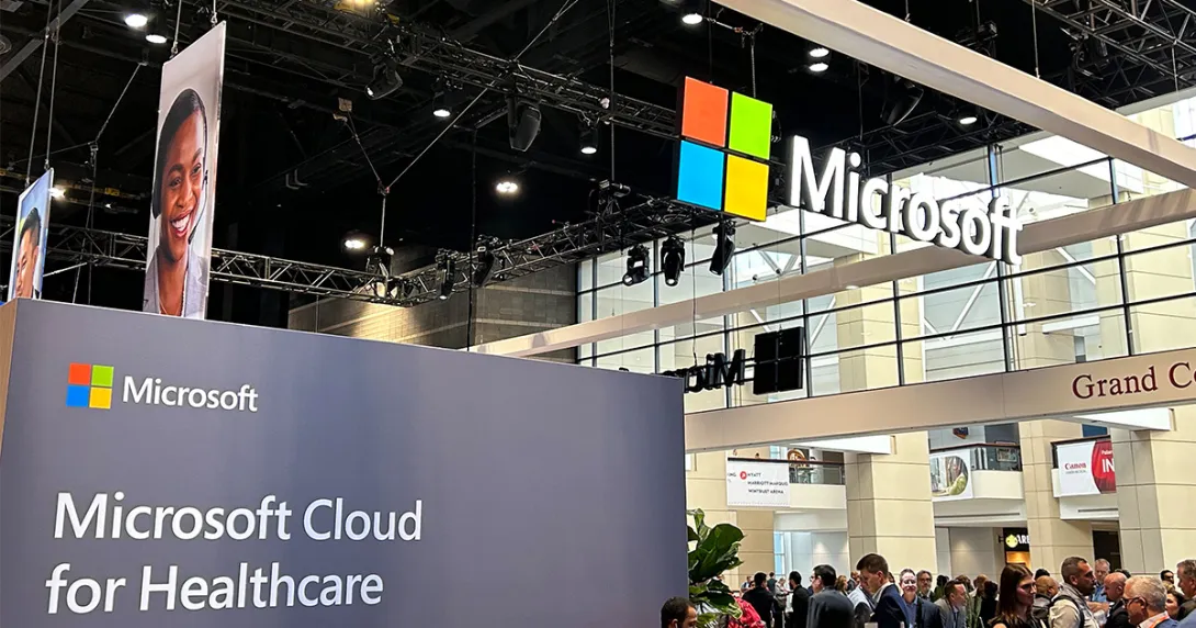 Microsoft booth at HIMSS global conference Microsoft booth at HIMSS global conference