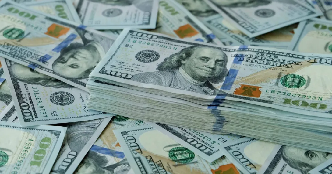 Stacks of hundred dollar bills
