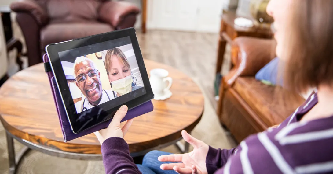 Telehealth appointment on a tablet