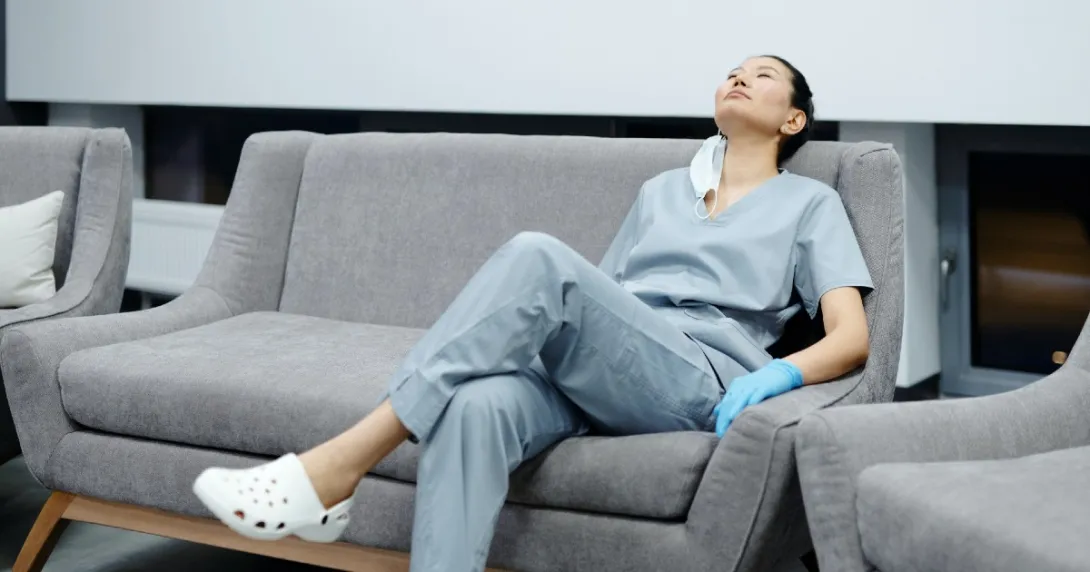 Nurse on couch