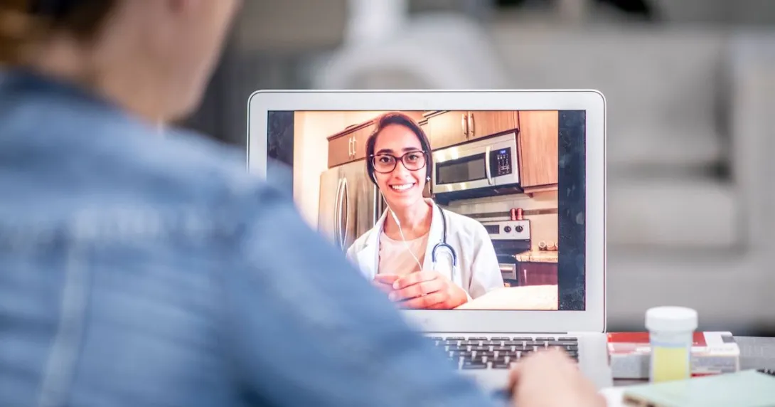 A patient seeking online counsel with a doctor via video call