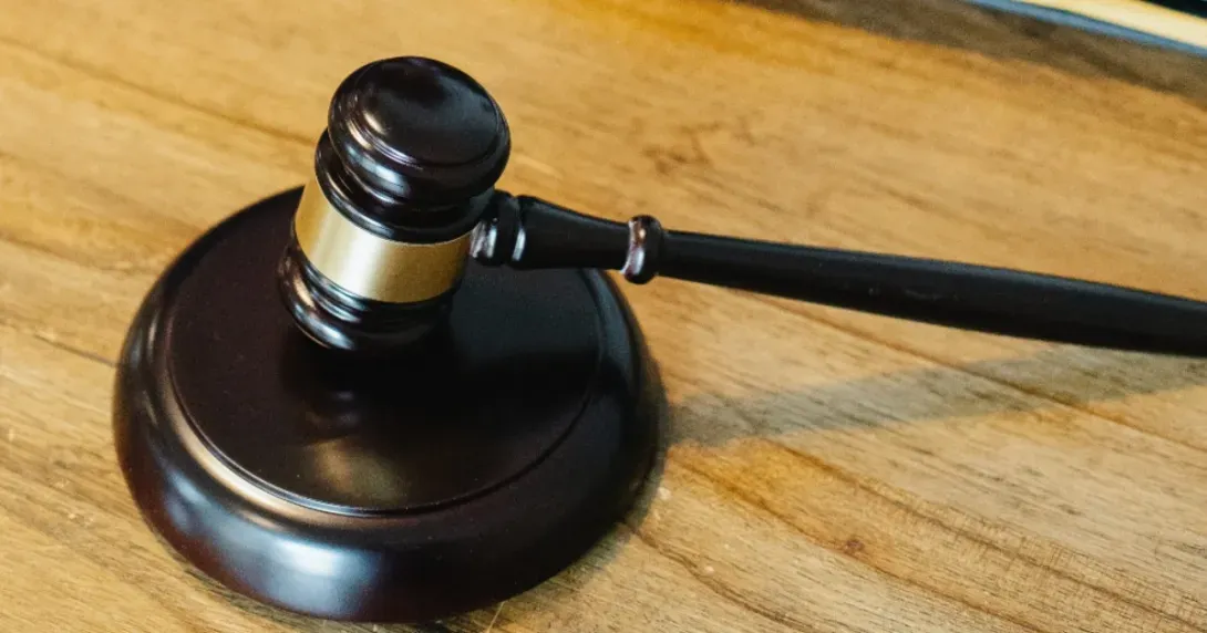 gavel on wood tabletop