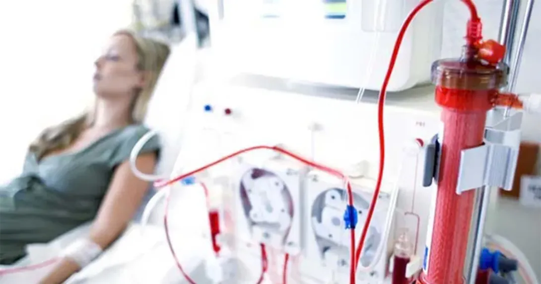 Female patient in dialysis