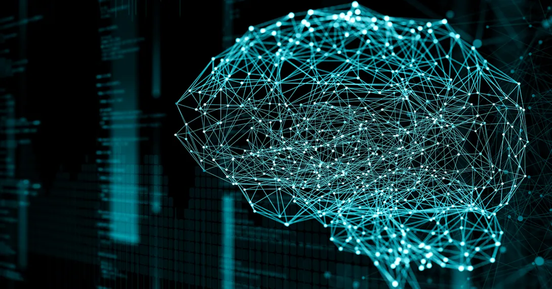 An abstract in the shape of a brain as a connected network