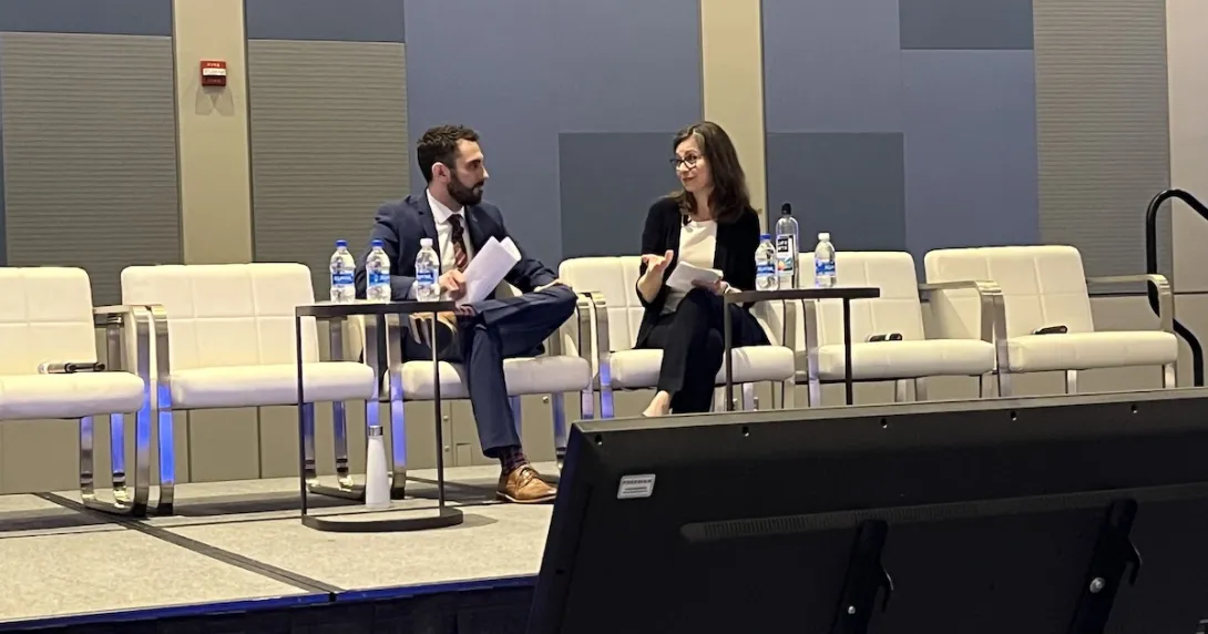 Moderator David Gray and Jodi Daniel