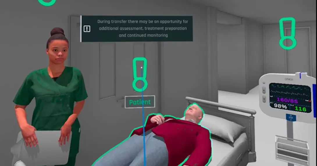 A virtual simulation of a patient transfer on the TACTICS VR programme