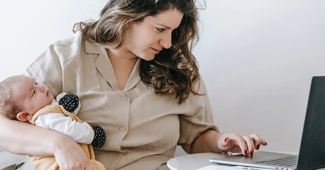 Mother and baby breastfeeding telehealth lactation consult
