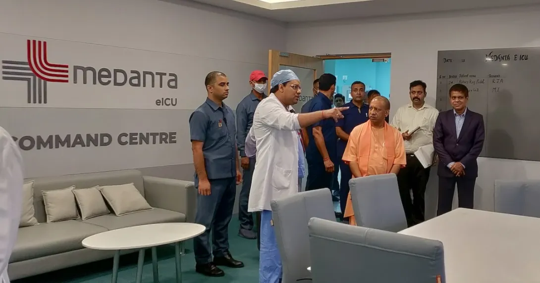 Uttar Pradesh chief minister Yogi Adityanath at the Medanta e-ICU inauguration