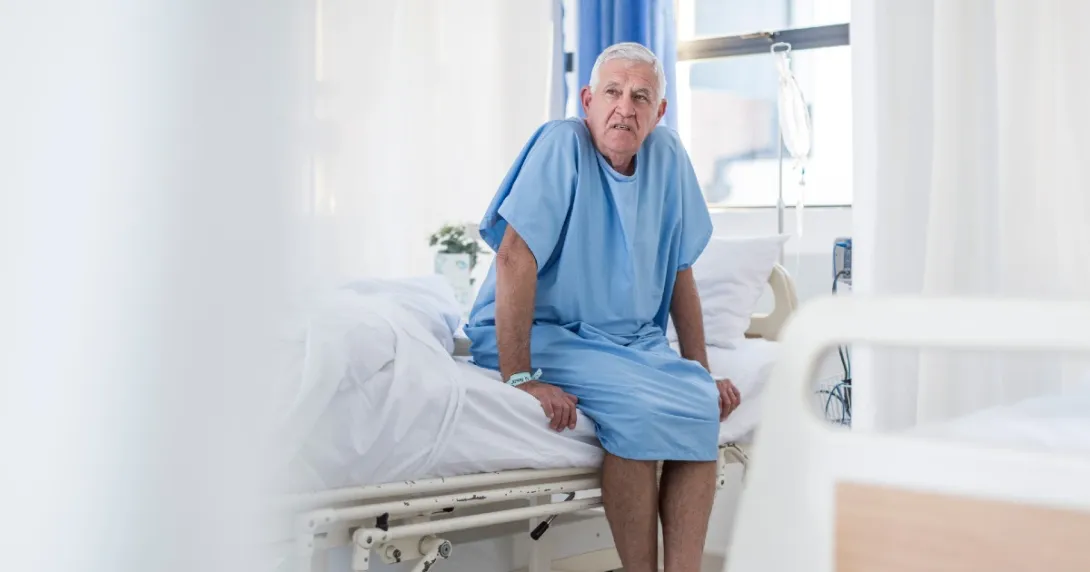 man on hospital bed