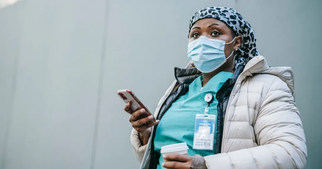 Medical professional texting by phone