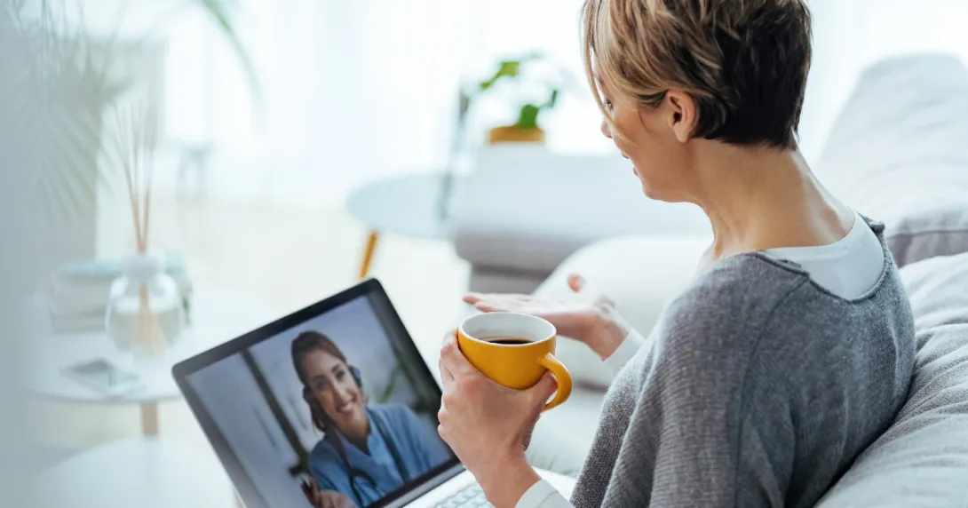 A telehealth visit via laptop