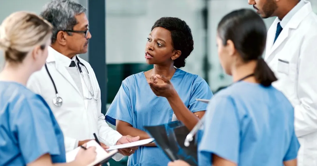 Medical staff having a discussion with each other